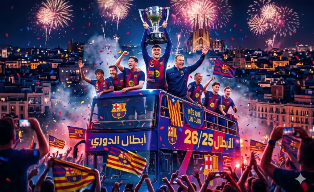 برشلونة يعلن تفاصيل جولة الاحتفال بالليجا وكأس السوبر في شوارع المدينة